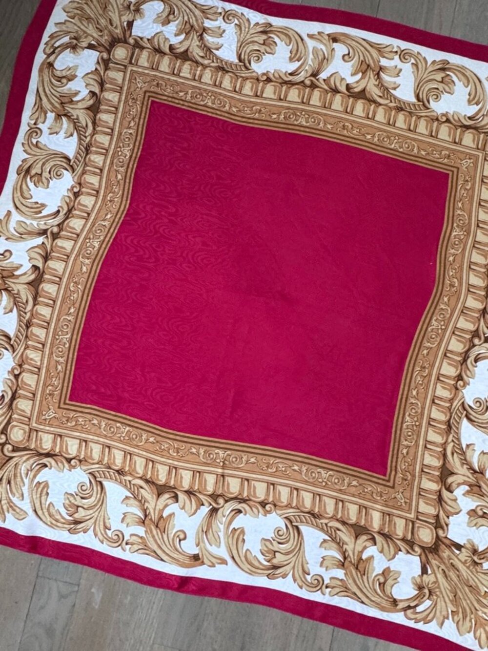Talbots Vintage Silk Square Scarf,(1980/90s),Red/Gold Baroque,Collector Interest - Picture 2 of 9